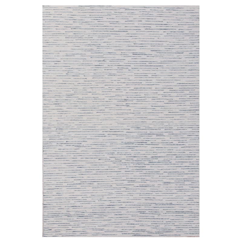 Sevita Contemporary Brushstroke Striped Area Rug - 7'9" x 9'9" - Ivory/Blue