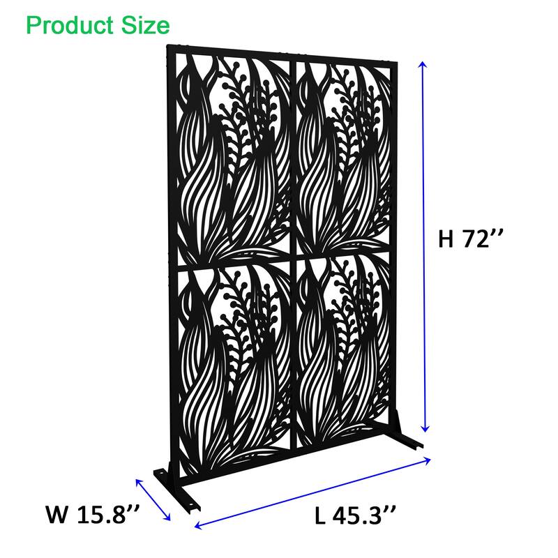W3.8Ft X H6Ft Metal Privacy Screens, Outdoor and Indoor Divider with Free Standing for Balcony Patio Garden Room Divider