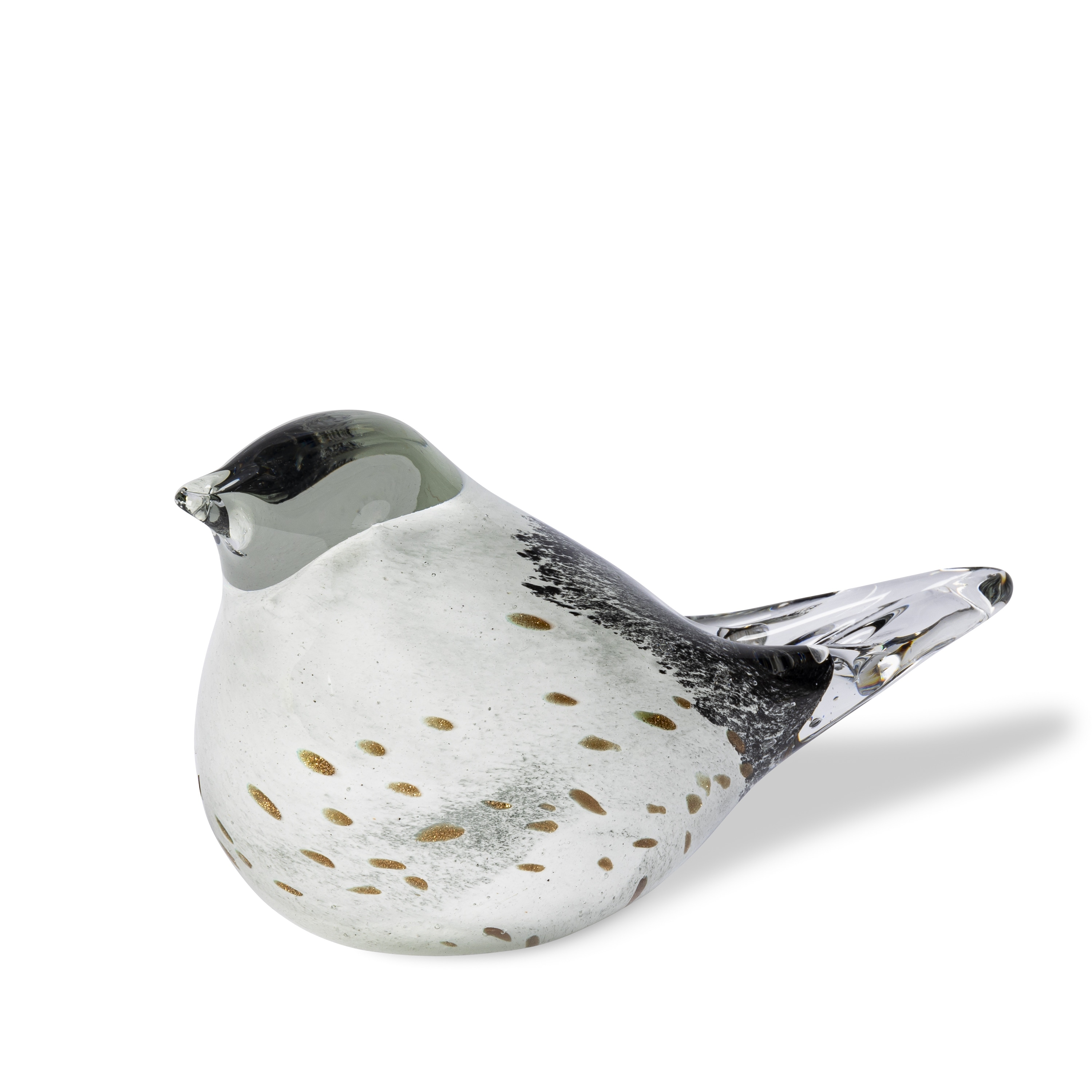 5.5 in White and Brown Speckled Glass Bird