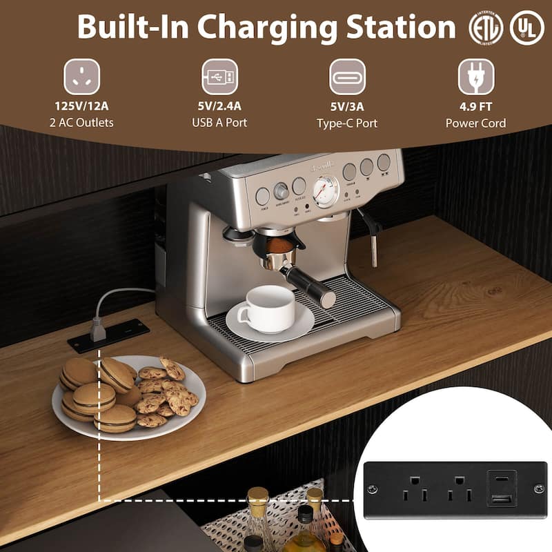 Costway 71" Tall Kitchen Pantry Cabinet with Charging Station - See Details