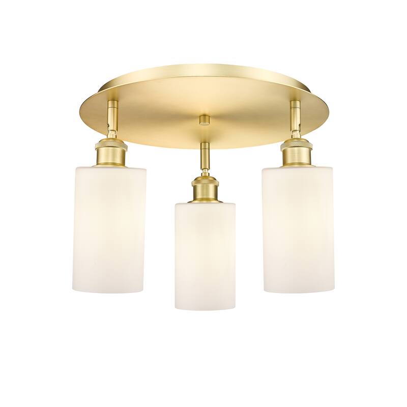 Innovations Lighting Clymer - 3 Light 16" Flush Mount - Satin Gold/Matte White