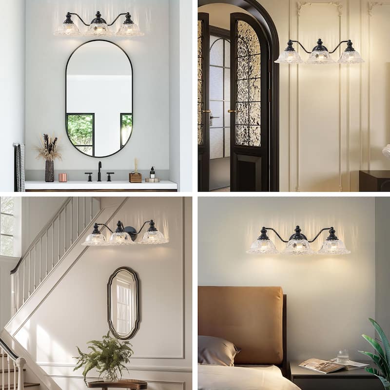 Modern Vanity Light with Crystal Glass Shade