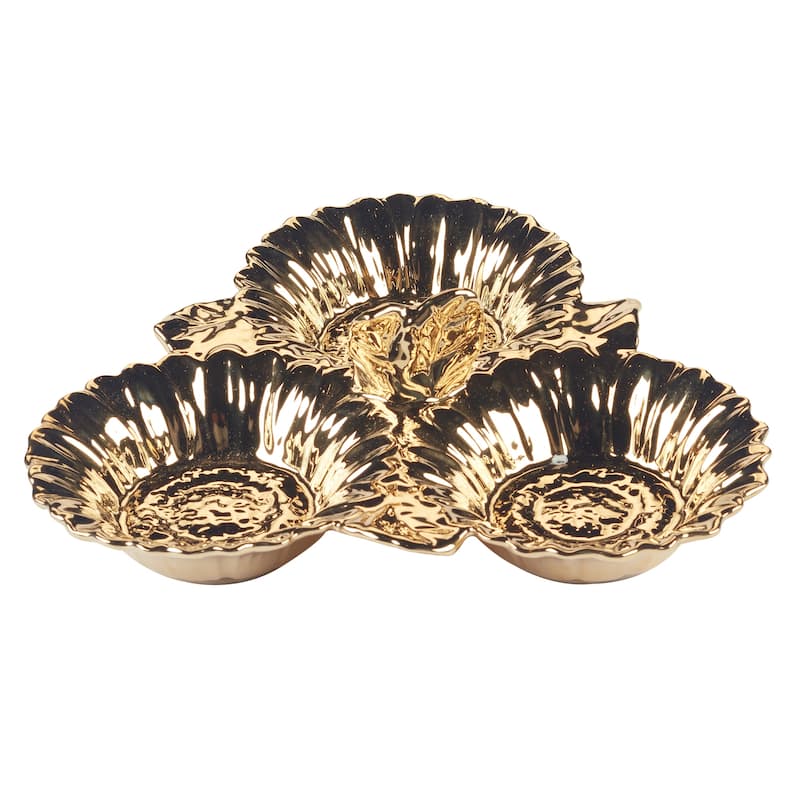 Certified International Gold Coast 3-D Sunflower 3 Section Server - 10" x 10" x 3"