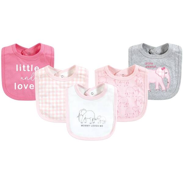 slide 1 of 1, Touched by Nature Infant Girl Organic Cotton Bibs, Pink Peanut, One Size - Pink Peanut - One Size One Size - Pink Peanut