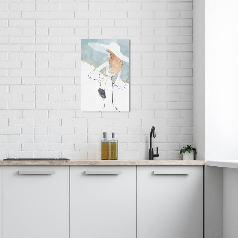 Wynwood Studio Canvas Fashion and Glam Feminine Glam Pastel Blue White and Light Green Glam Wall Art Canvas Print - 24 x 16