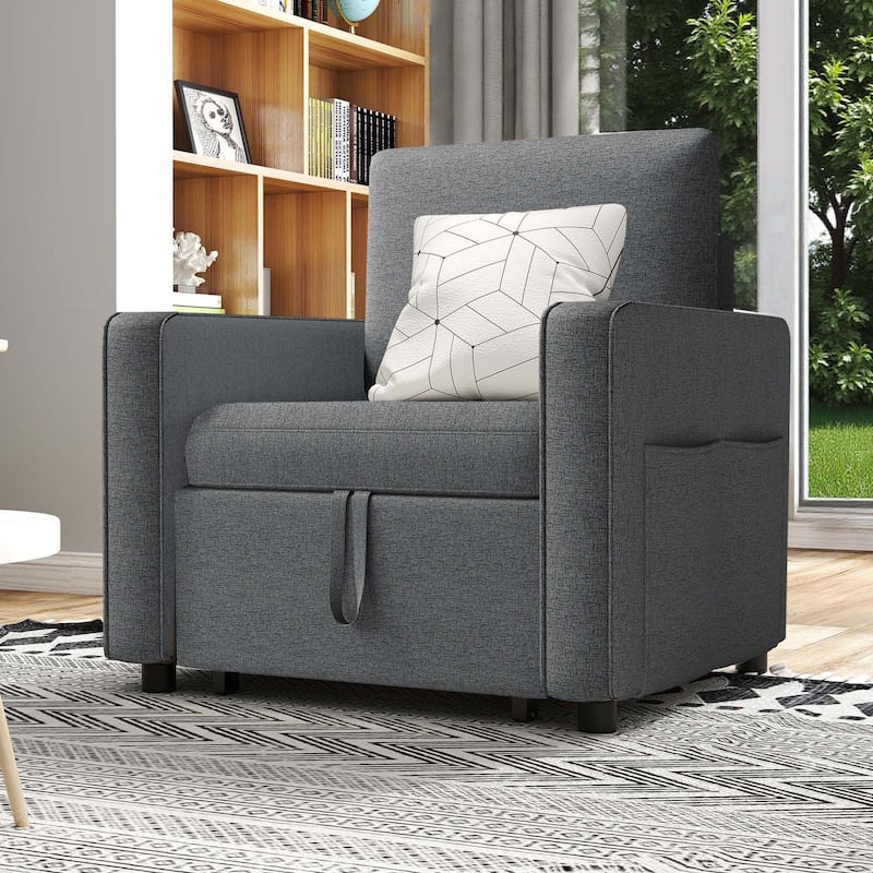3-in-1 Convertible Sofa Chair Bed with Pull-Out Sleeper and Reclining Lounge for Living Room or Small Space Comfort
