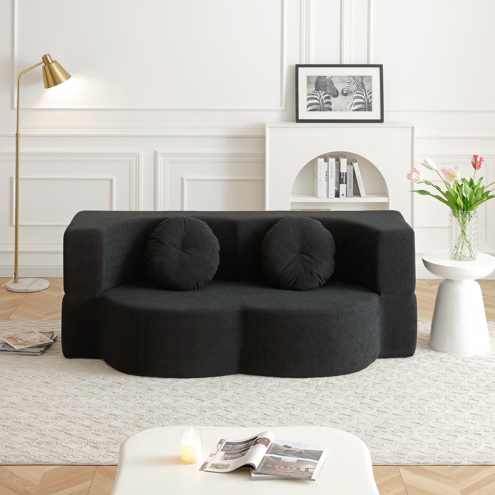 Folding-Sofa-Bed-with-Pillow,-