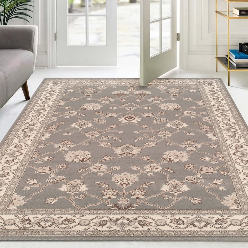 Superior Traditional Floral and Vines Indoor Area Rug - 2' x 3' - Slate
