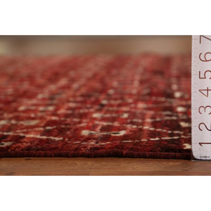 Trellis Moroccan Oriental Area Rug Hand-Knotted Red Wool Carpet - 6'10" x 9'6"