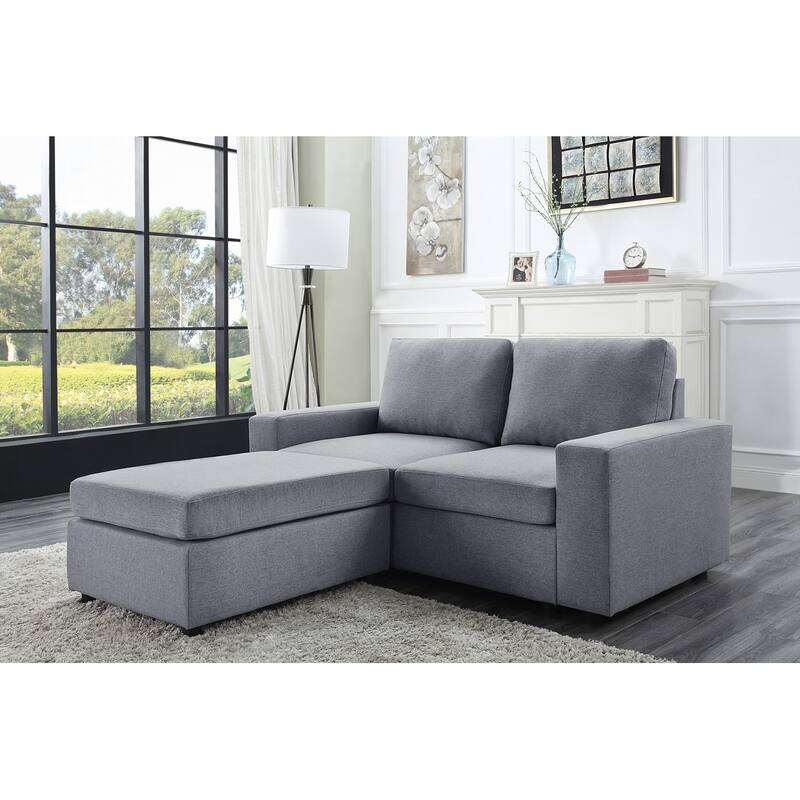 Linen Loveseat with Ottoman