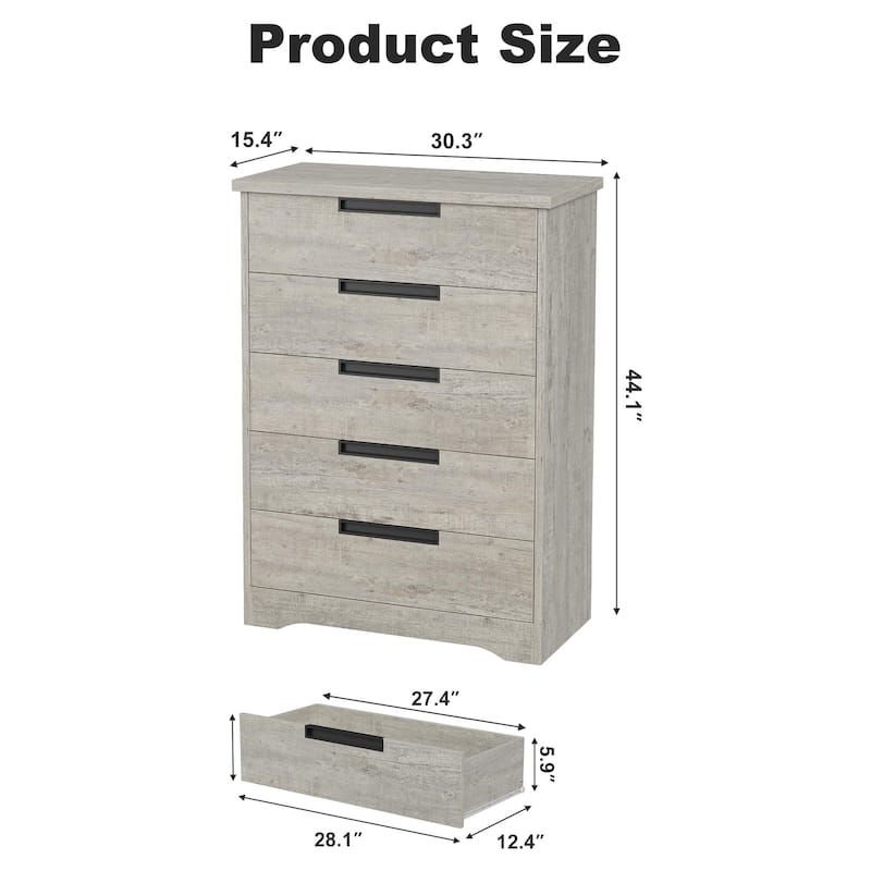 4/5 Drawer Dresser for Bedroom,Wooden Dresser Chest of Drawers with Embedded Handles
