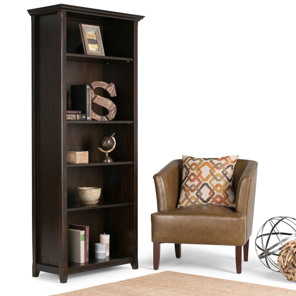 WYNDENHALL Halifax 30" Wide Solid Wood Transitional 5 Shelf Bookcase - 30"w x 14"d x 70" h
