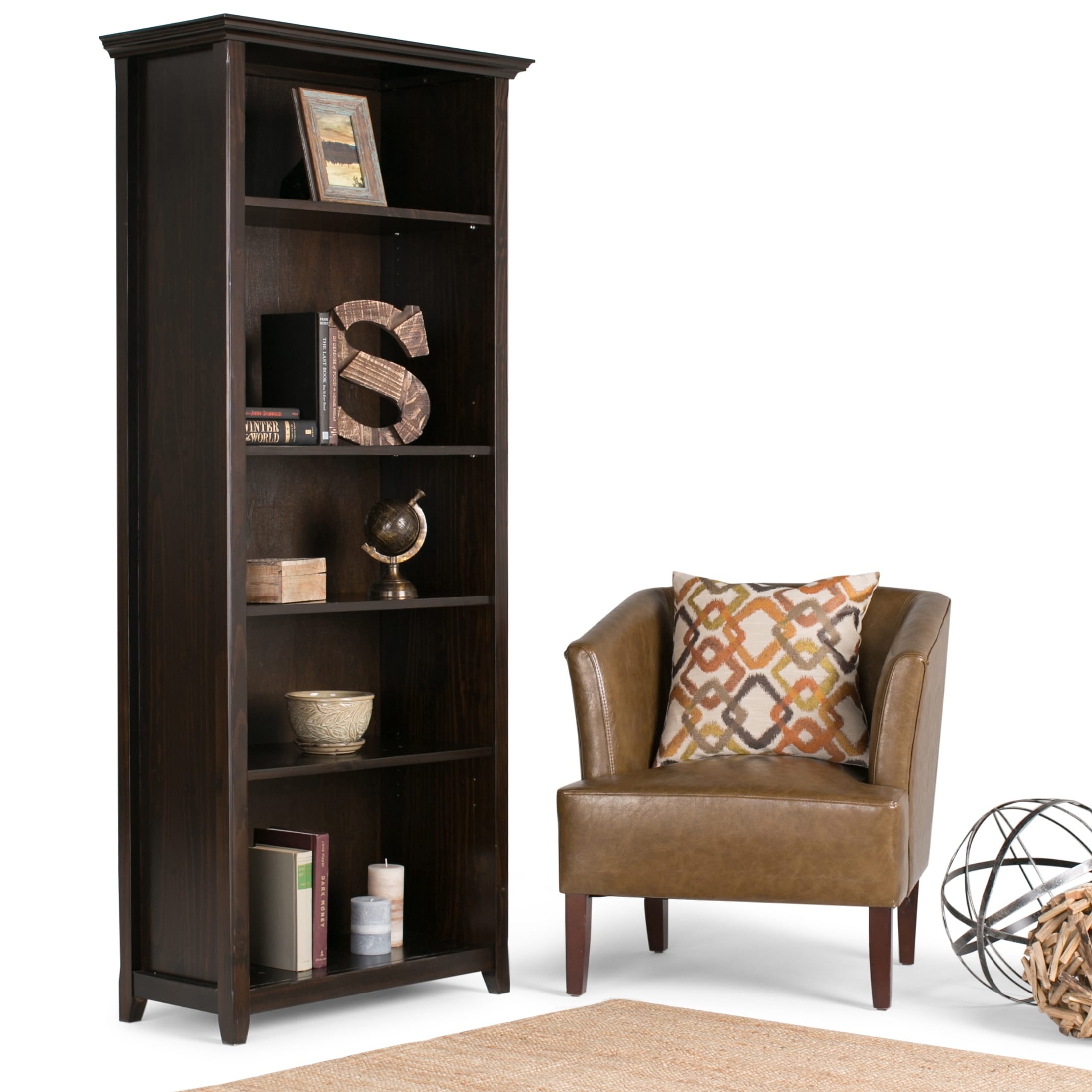 WYNDENHALL Halifax 30" Wide Solid Wood Transitional 5 Shelf Bookcase - 30"w x 14"d x 70" h