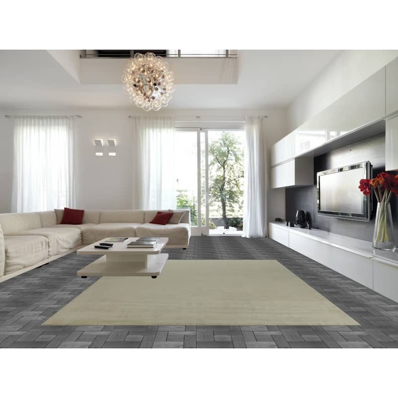 Hand Knotted Oriental 100% Wool Carpet Modern Solid Green Gabbeh Area Rug - 12' 7'' X 10' 1''