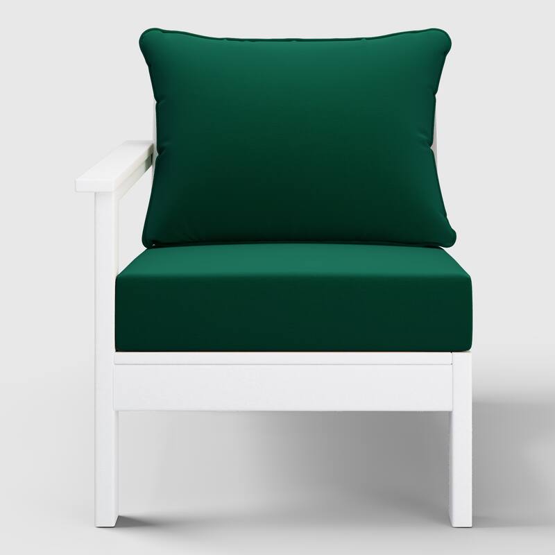 Birchwood All Weather HDPE Outdoor Patio Deep Seating White Left Arm Facing Chair With Cushions (1-Piece)