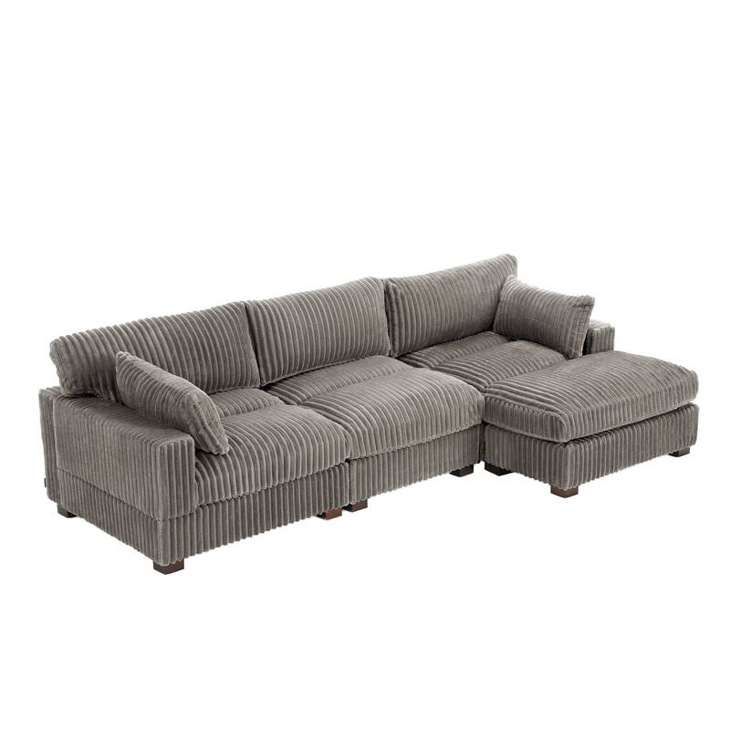 Plush Flannel Modular Sectional Sofa for Living Room