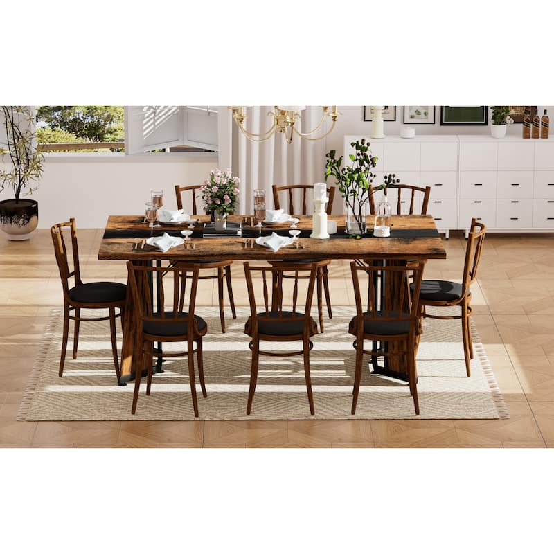 70.9"Rectangular Large Dining Table, Waterproof Large Desk for 8 People, Deluxe Family Dining Table with Adjustable Legs