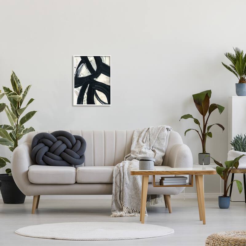 Stupell Dynamic Modern Black Paint Strokes Bold Abstract Framed Wall Art, Design by Susan Jill