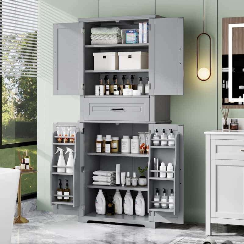 Christopher Knight Home - Whitmore Tall Bathroom Storage Cabinet with Adjustable Shelves and Multi-Functional Design - Grey