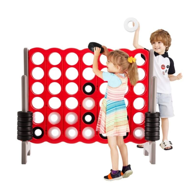 Red PE PP Jumbo 4-to-Score Giant Game Set Lightweight and Portable for Kids - 47.5” x 17” x 41” (L x W x H)