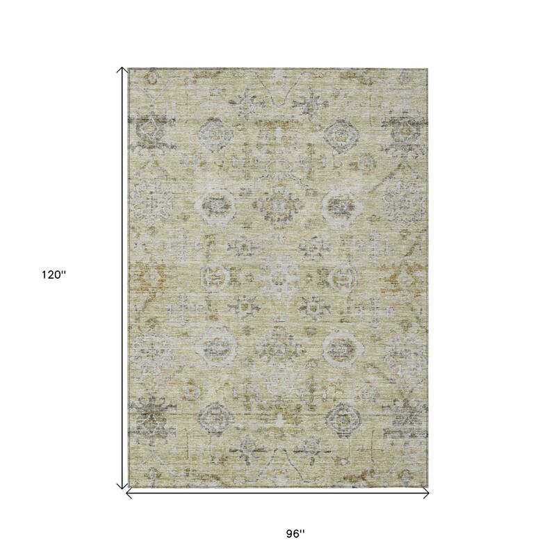HomeRoots Damask Traditional Rectangle Outdoor Rug