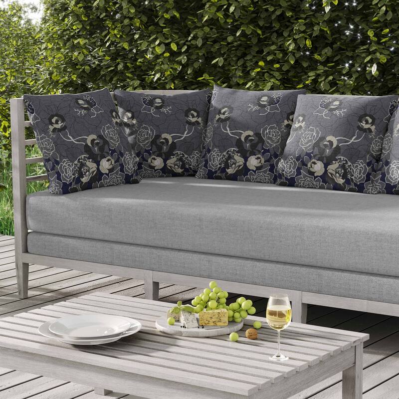 Regal Rose Retreat Indoor/Outdoor Reversible Throw Pillow Dark and Gray