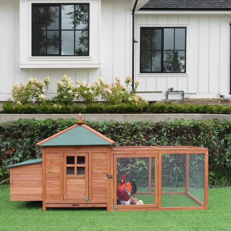 Hanover Outdoor Wooden Chicken Coop 6.4 Ft. x 2.4 Ft. x 3.2 Ft.