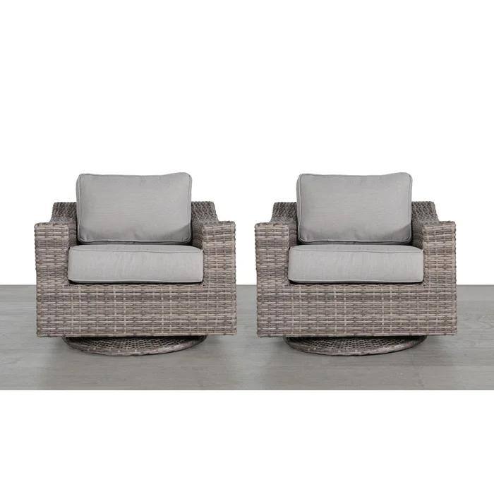 Elegant Fully Assembled Swivel Patio Chair With Luxurious Cushions - Perfect For Outdoor Relaxation (Excluding the table)