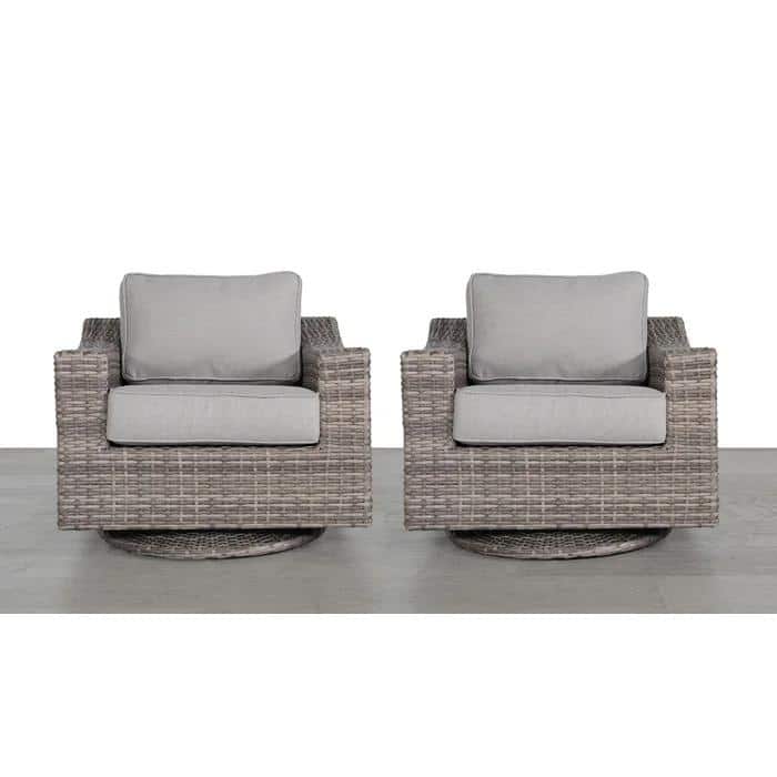 Elegant Fully Assembled Swivel Patio Chair With Luxurious Cushions - Perfect For Outdoor Relaxation (Excluding the table)