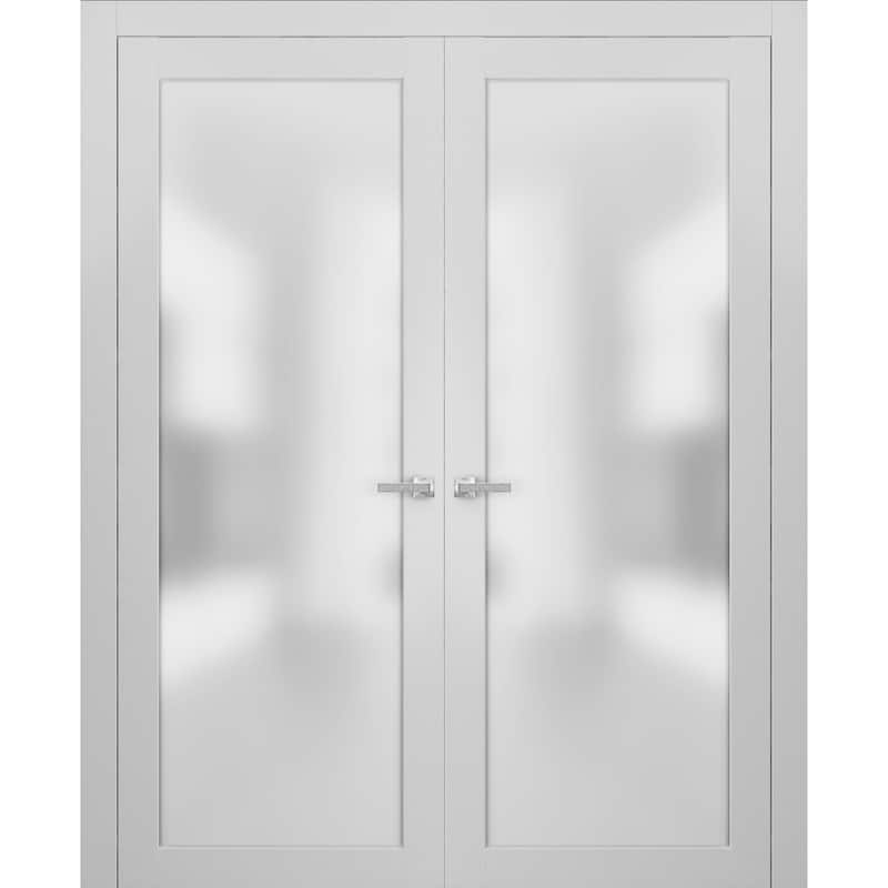 French Double Frosted Glass Doors/ Planum 2102 White Silk