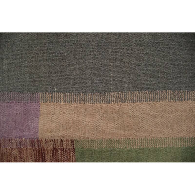 Hand Woven Oriental 100% Wool Carpet Southwestern Modern Multi-Colored Kilim Area Rug - 12' 4'' X 9' 1''