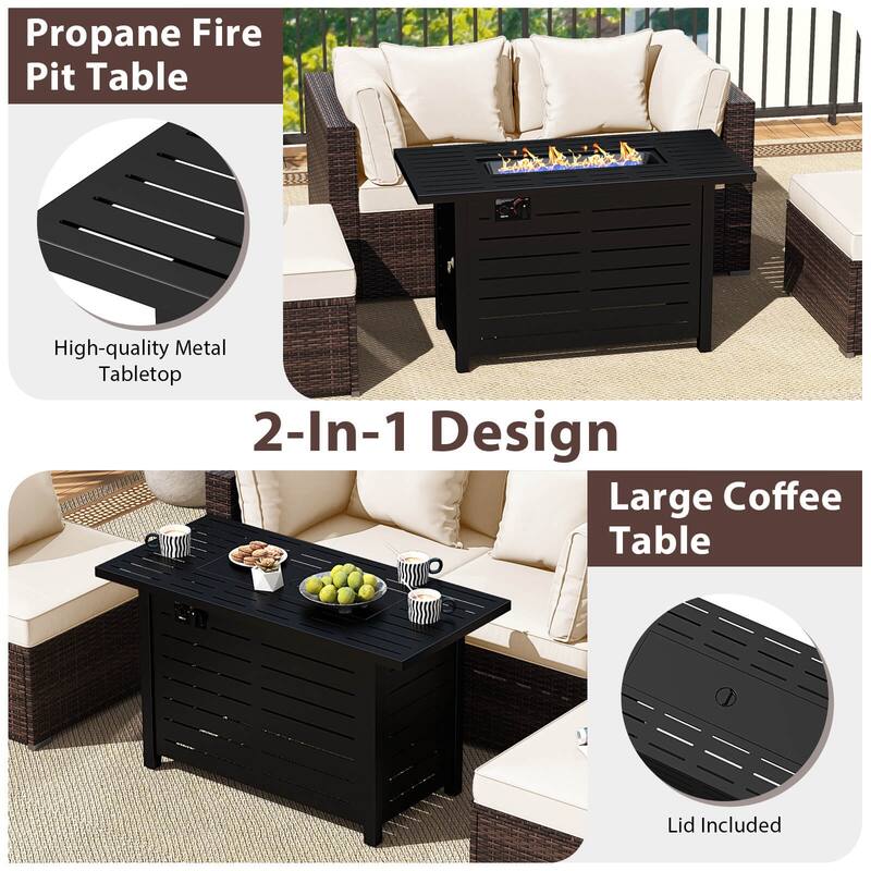 Costway 5 PCS Patio Furniture Set Heavy-duty Frame Rattan Sofa Set - See Details