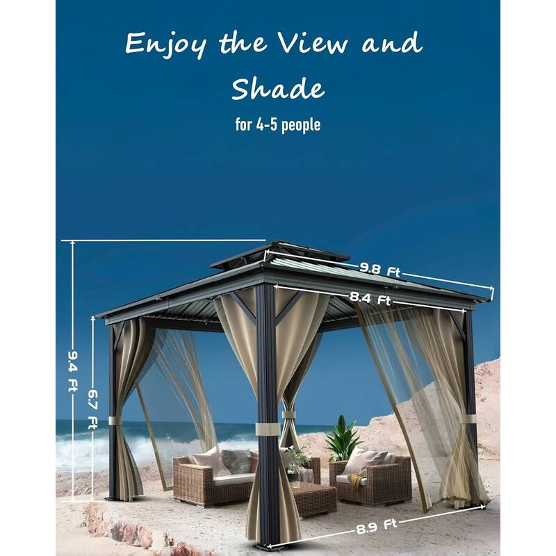 10'x10' Hardtop Gazebo for Patio, Deck, Backyard, Lawn, and Garden - 10X10 Ft