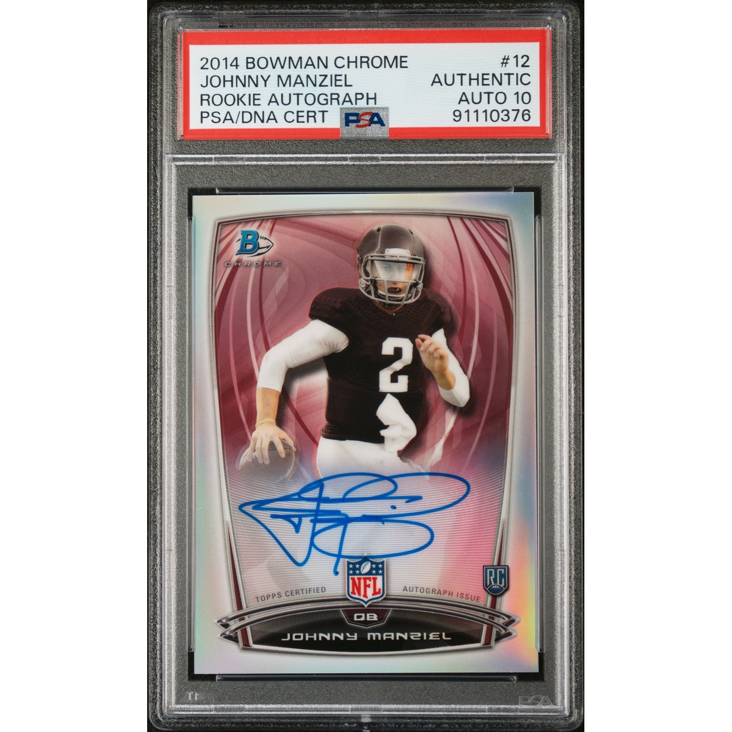 Johnny Manziel 2014 Bowman Chrome Refractor Signed Rookie Card #12 