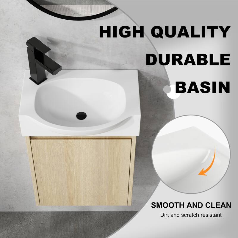 Bathroom Vanity With Sink In 16/20/24/30/36 Inch, Floating Bathroom Vanity With Soft Close Door