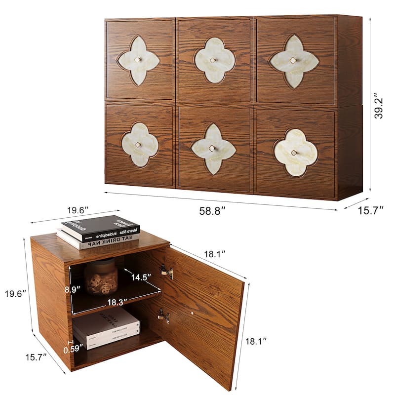 Modern 6-Door Sideboards Accent Cabinet, Modular Wooden Buffet With Storage - 58.8''