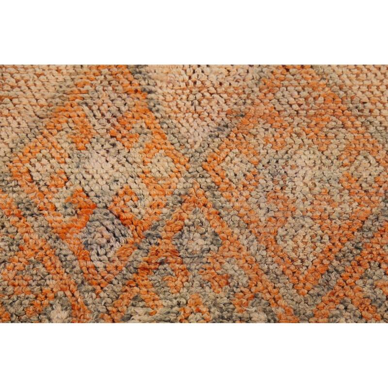 Geometric Oushak Oriental Vintage Runner Rug Handmade Wool Carpet - 2'6"x 8'0"