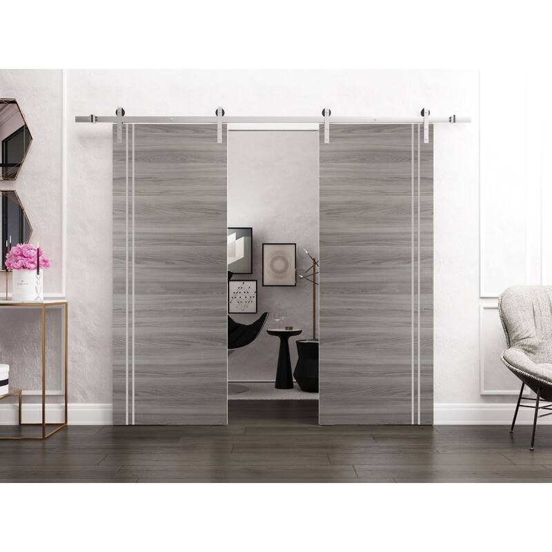 Sturdy Double Barn Door 36 x 80 with Planum 0310 Ginger Ash with 13FT