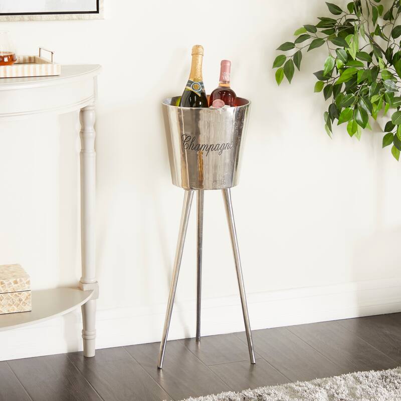 Aluminum Modern Wine Holder - Grey - 28 x 9 x 9