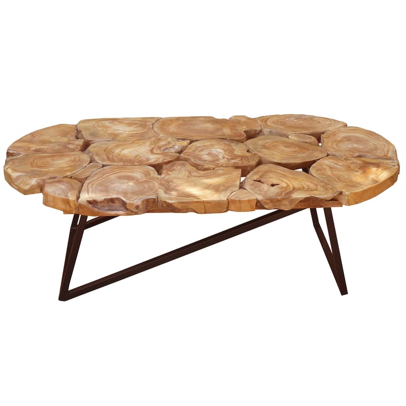 Rustic Recycled Teak Wood Ampyang Oval Coffee Table