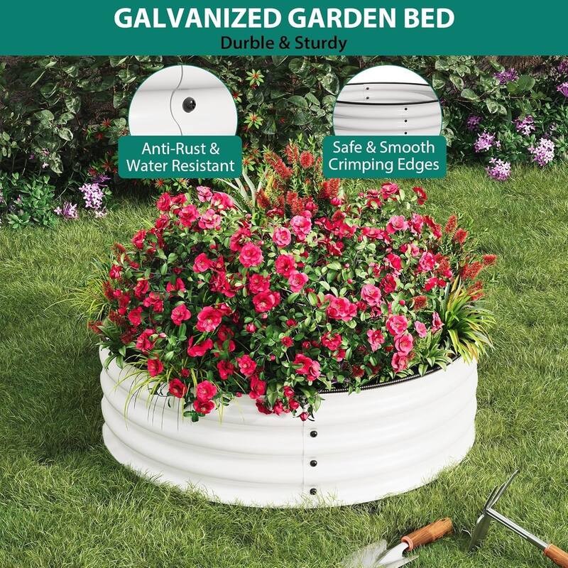 3-Pack 2x1FT Galvanized Raised Garden Beds Round Metal Planter Box Kitfor Vegetables Flowers and Fruits Black