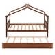 preview thumbnail 9 of 10, Twin Size Wooden House Bed Platform Bed with Twin Size Trundle and Solid Construction