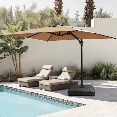 Pellebant 9 FT x 12 FT Outdoor Patio Cantilever-Offset Umbrella with Base