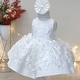 preview thumbnail 5 of 5, Special Occasion Dress with Flowers on Tulle and Skirt White - 0 - 3 Months