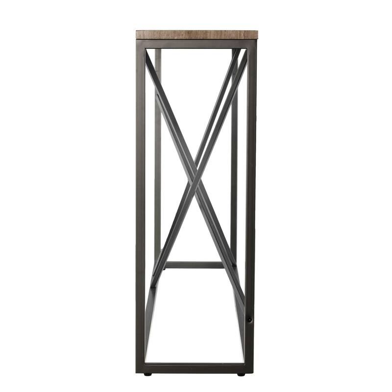 Faux Marble Rectangular Console Table with Gold - 52” L x 10” W x 29” H