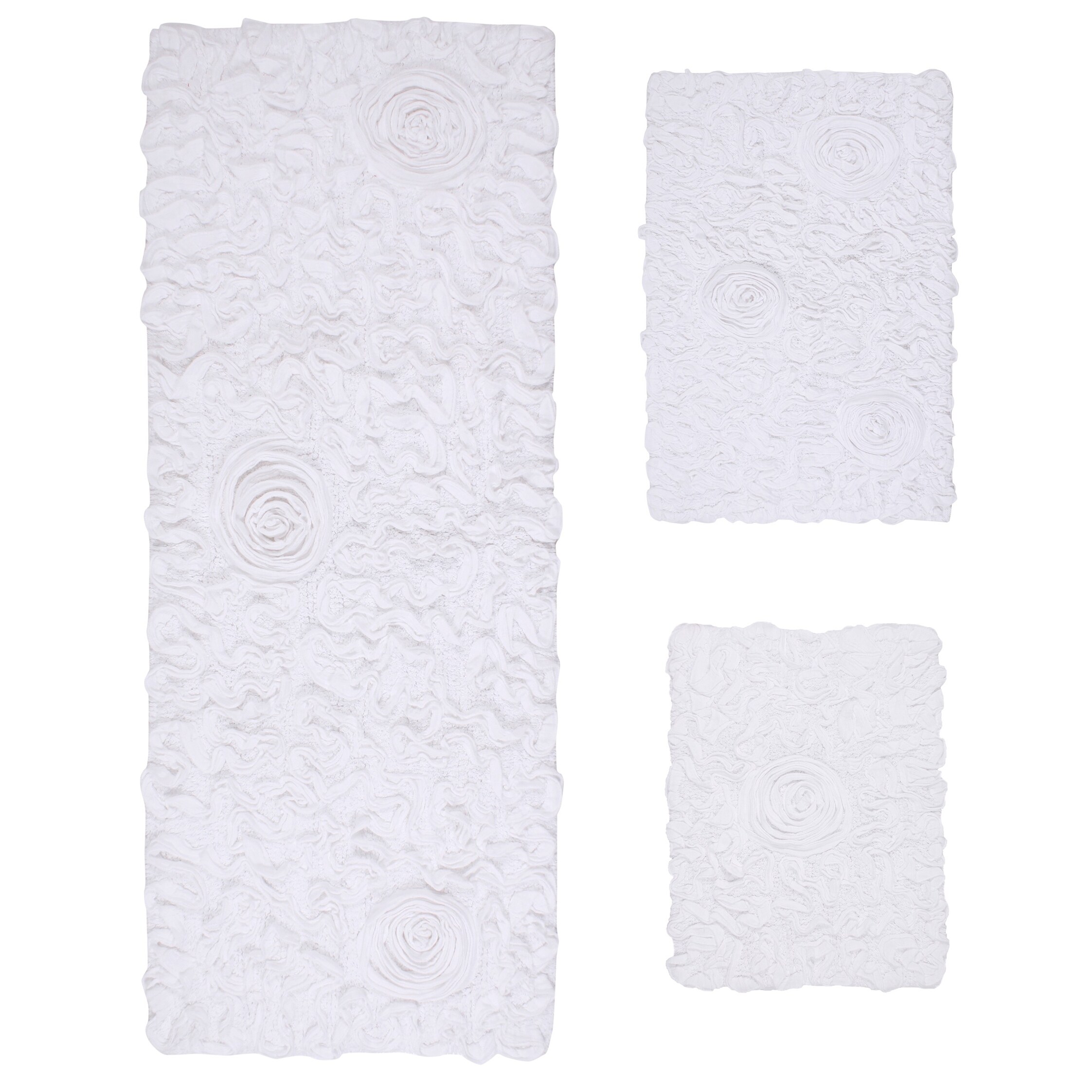 Bell Flower Collection 100% Cotton Non-Slip Bathroom Rug-image
