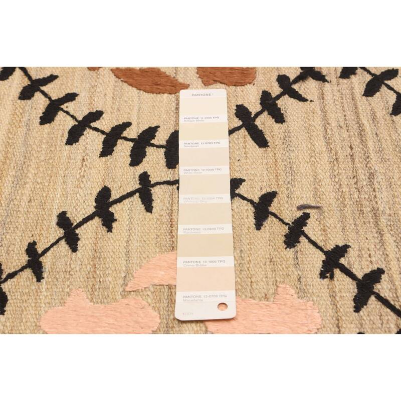 ECARPETGALLERY Flat-Weave Ankara FW Khaki Silk, Wool Kilim - 6'9 x 9'3