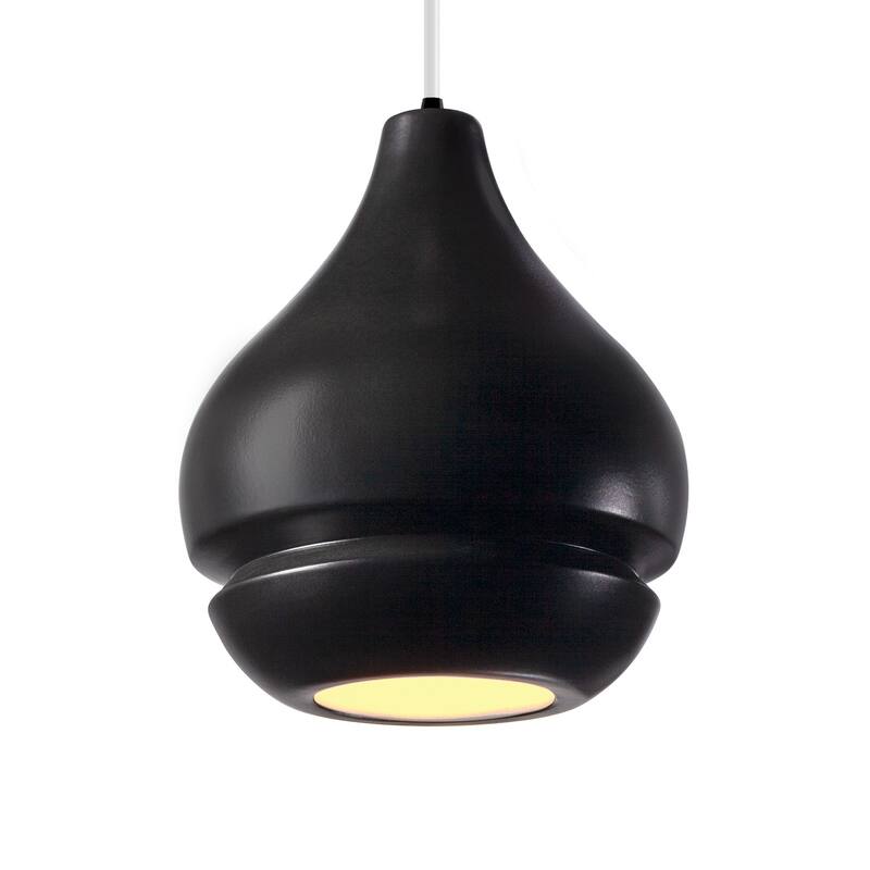 Radiance Arabesque 1-light Matte Black Pendant, Matte Black Shade White Cord - Matte Black, Carbon Matte Black, White - Matte Black, Carbon Matte Black, White