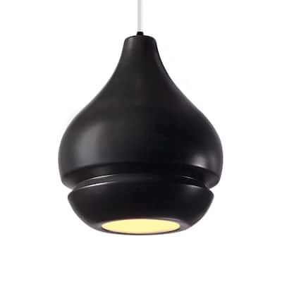 Radiance Arabesque 1-light Matte Black Pendant, Matte Black Shade White Cord - Matte Black, Carbon Matte Black, White