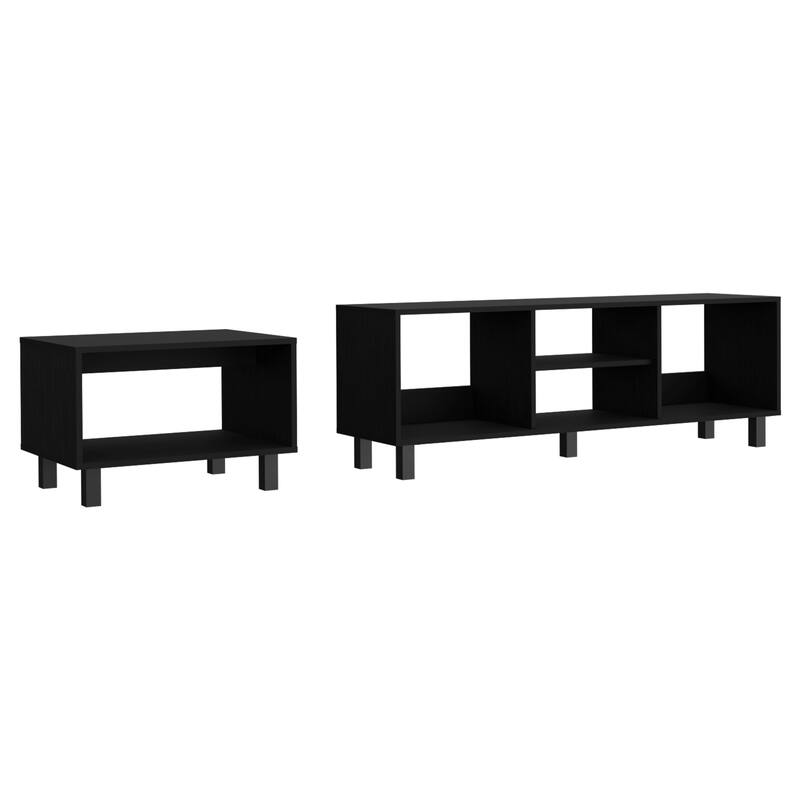 Eclipse Living Room Duo Set with TV Stand And Coffee Table with Steel Accents